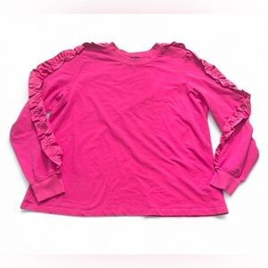 Jason Wu Crewneck Crewneck Ruffle Sleeve Sweatshirt - Womens Size Large - Pink